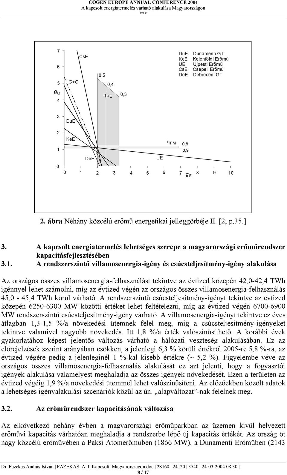 A kapcsolt energiatermelés lehetséges szerepe a magyarországi erőműrendszer kapacitásfejlesztésében 3.1.