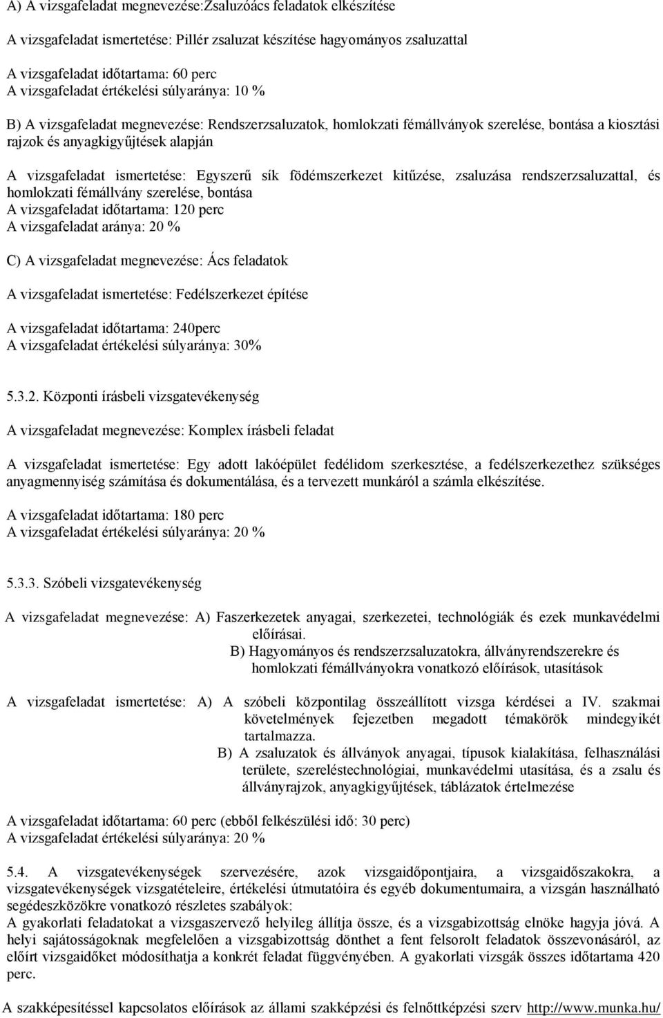 Egyszerű sík födémszerkezet kitűzése, zsaluzása rendszerzsaluzattal, és homlokzati fémállvány szerelése, bontása A vizsgafeladat időtartama: 120 perc A vizsgafeladat aránya: 20 % C) A vizsgafeladat