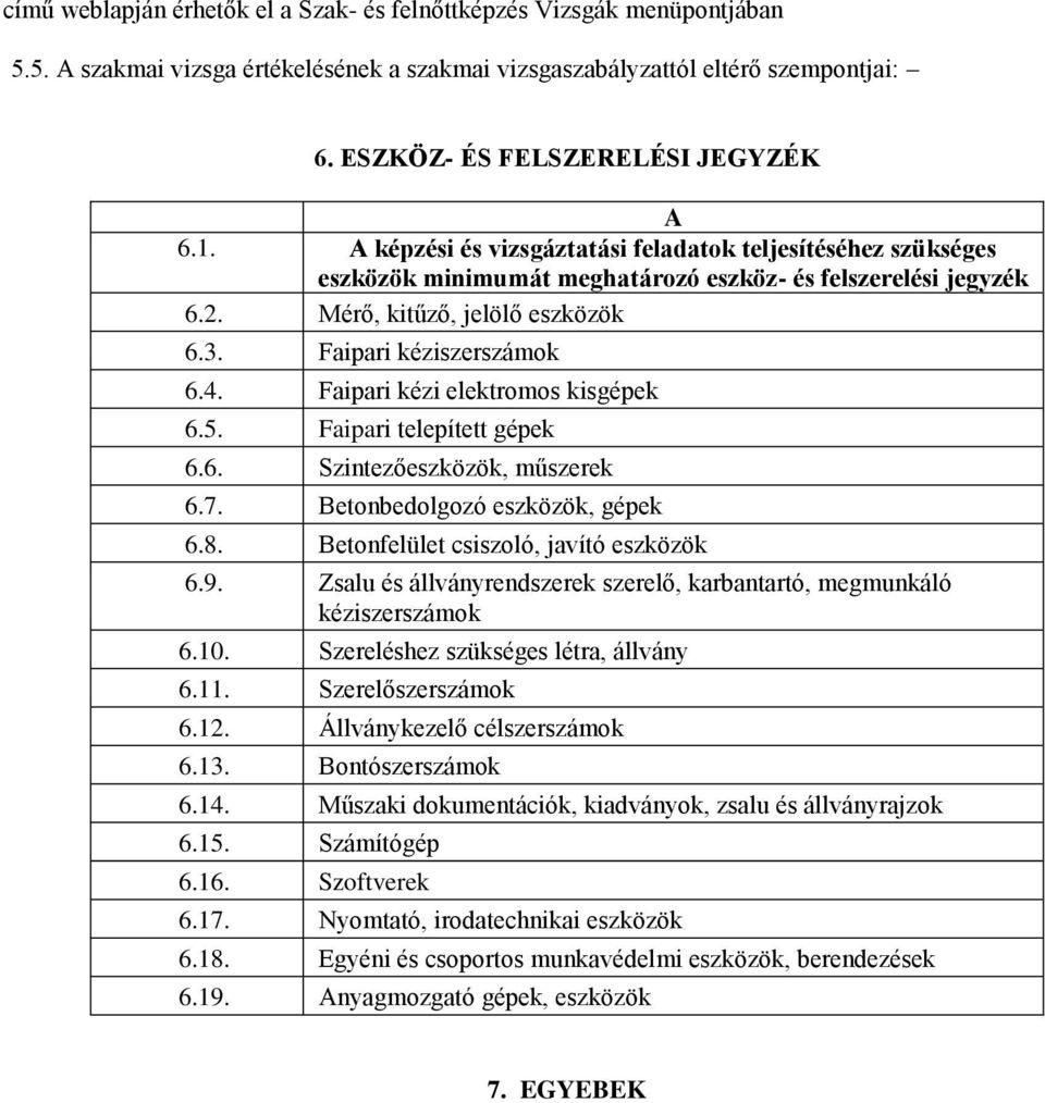 Faipari kézi elektromos kisgépek 6.5. Faipari telepített gépek 6.6. Szintezőeszközök, műszerek 6.7. Betonbedolgozó eszközök, gépek 6.8. Betonfelület csiszoló, javító eszközök 6.9.