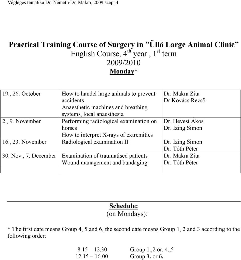 November Performing radiological examination on horses How to interpret X-rays of extremities Dr. Makra Zita Dr Kovács Rezső Dr. Hevesi Ákos Dr. Izing Simon 16., 23.