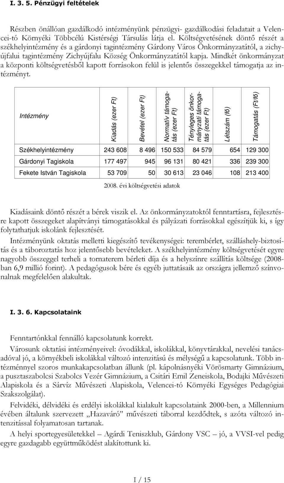 Mindkét önkormányzat a központi költségvetésből kapott forrásokon felül is jelentős összegekkel támogatja az intézményt.