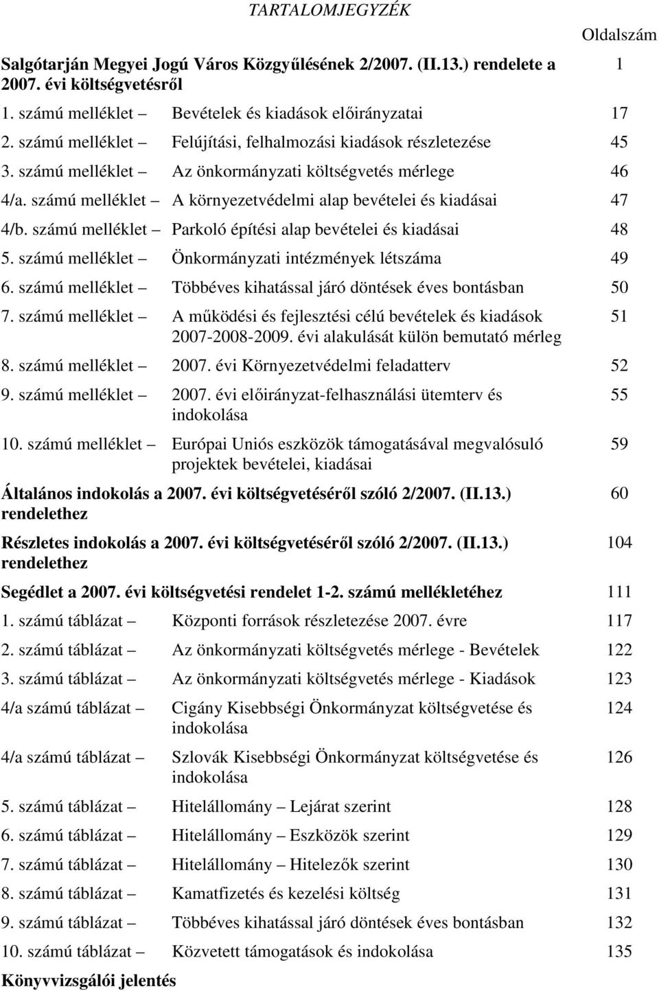 számú melléklet Parkoló építési alap bevételei és kiadásai 48 5. számú melléklet Önkormányzati intézmények létszáma 49 6. számú melléklet Többéves kihatással járó döntések éves bontásban 50 7.