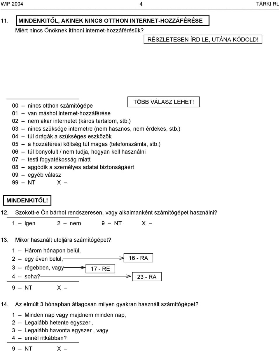 ) 04 túl drágák a szükséges eszközök 05 a hozzáférési költség túl magas (telefonszámla, stb.