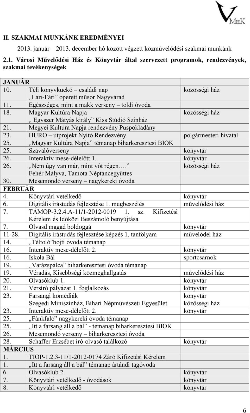 Magyar Kultúra Napja közösségi ház Egyszer Mátyás király Kiss Stúdió Színház 21. Megyei Kultúra Napja rendezvény Püspökladány 23. HURO útprojekt Nyitó Rendezvény polgármesteri hivatal 25.