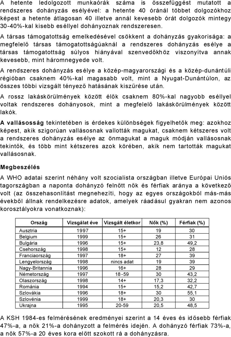 A tårsas tåmogatottsåg emelkedäsävel csàkkent a dohånyzås gyakorisåga: a megfelelő tårsas tåmogatottsågâaknål a rendszeres dohånyzås es Älye a tårsas tåmogatottsåg sâlyos hiånyåval szenvedőkhàz