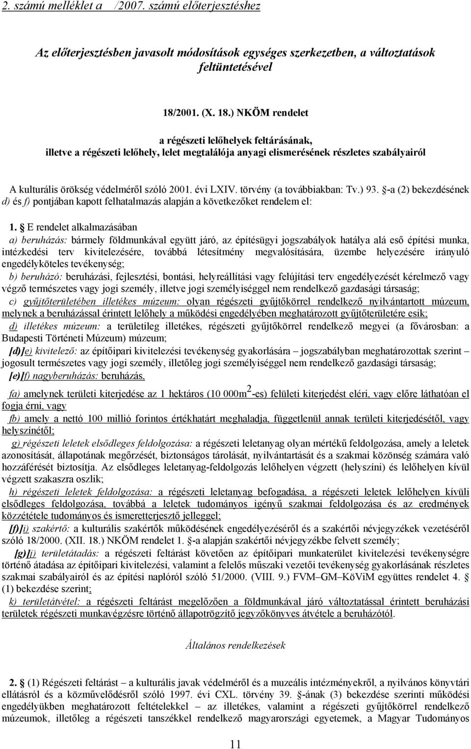 ) NKÖM rendelet a régészeti lelőhelyek feltárásának, illetve a régészeti lelőhely, lelet megtalálója anyagi elismerésének részletes szabályairól A kulturális örökség védelméről szóló 2001. évi LXIV.