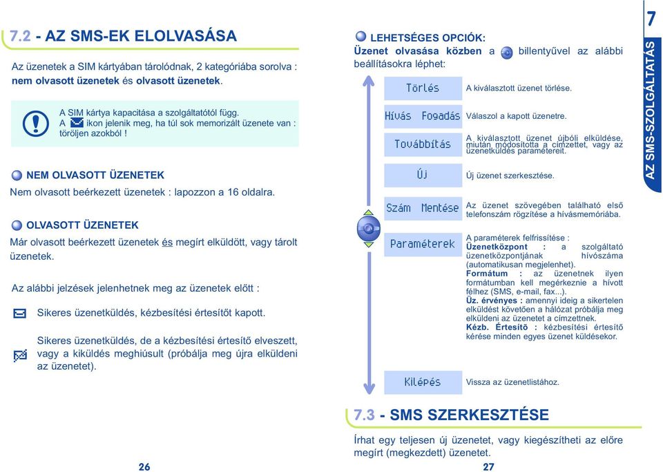 OLVASOTT ÜZENETEK Már olvasott beérkezett üzenetek és megírt elküldött, vagy tárolt üzenetek. Az alábbi jelzések jelenhetnek meg az üzenetek előtt : Sikeres üzenetküldés, kézbesítési értesítőt kapott.