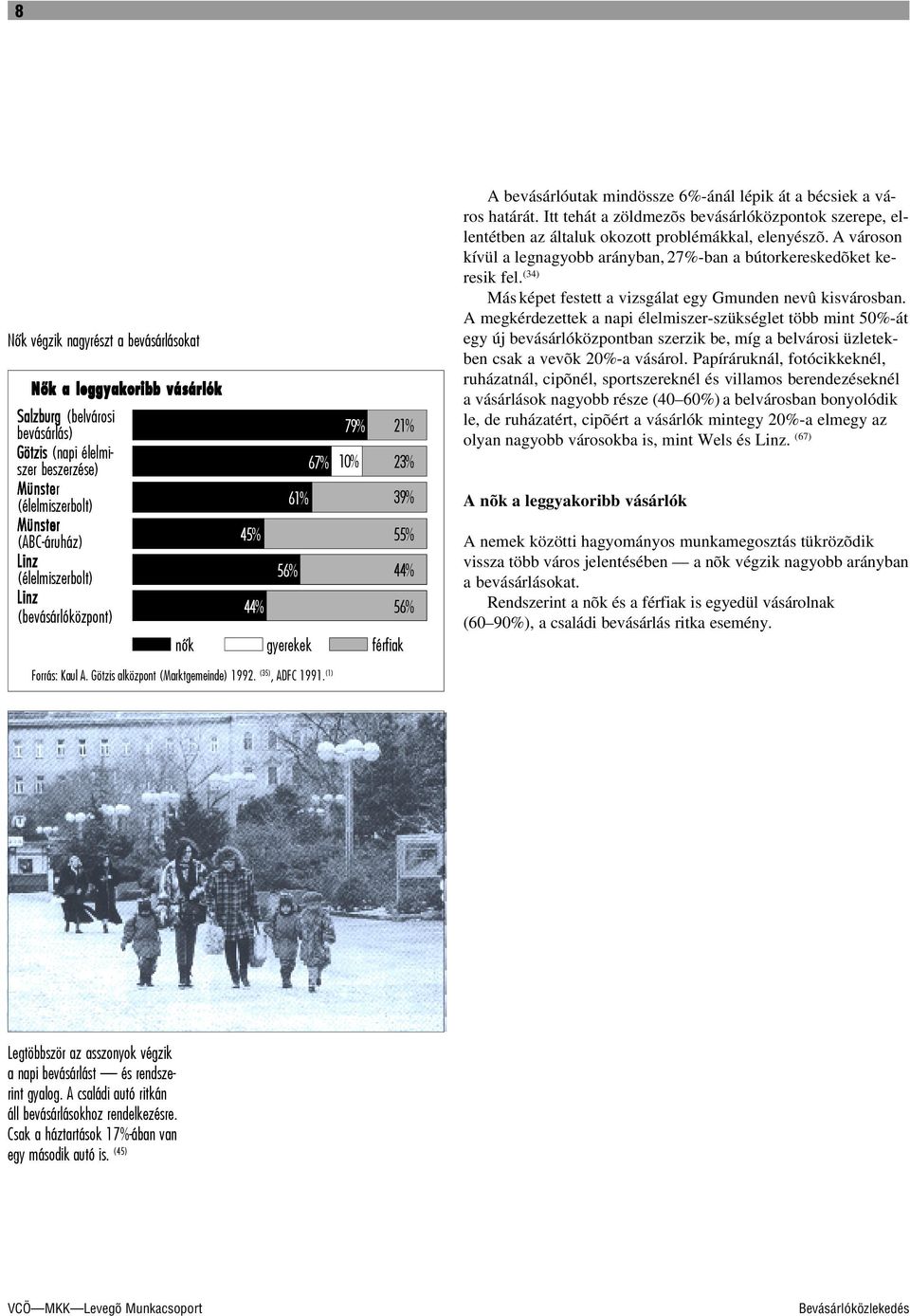 Itt tehát a zöldmezõs bevásárlóközpontok szerepe, ellentétben az általuk okozott problémákkal, elenyészõ. A városon kívül a legnagyobb arányban, 27%-ban a bútorkereskedõket keresik fel.