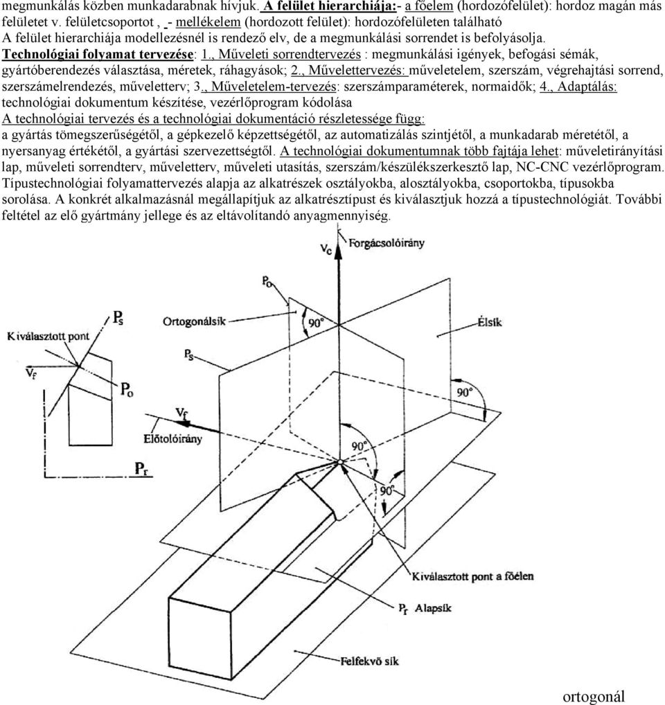 Technológiai folyamat tervezése: 1., Műveleti sorrendtervezés : megmunkálási igények, befogási sémák, gyártóberendezés választása, méretek, ráhagyások; 2.