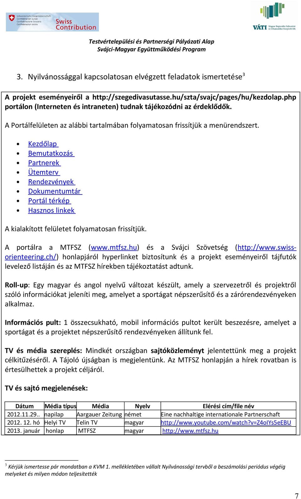 Kezdőlap Bemutatkozás Partnerek Ütemterv Rendezvények Dokumentumtár Portál térkép Hasznos linkek A kialakított felületet folyamatosan frissítjük. A portálra a MTFSZ (www.mtfsz.