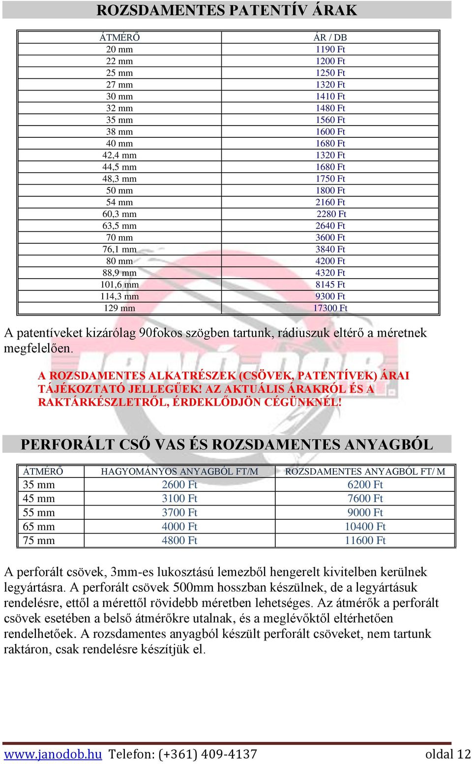 patentíveket kizárólag 90fokos szögben tartunk, rádiuszuk eltérő a méretnek megfelelően. A ROZSDAMENTES ALKATRÉSZEK (CSÖVEK, PATENTÍVEK) ÁRAI TÁJÉKOZTATÓ JELLEGŰEK!