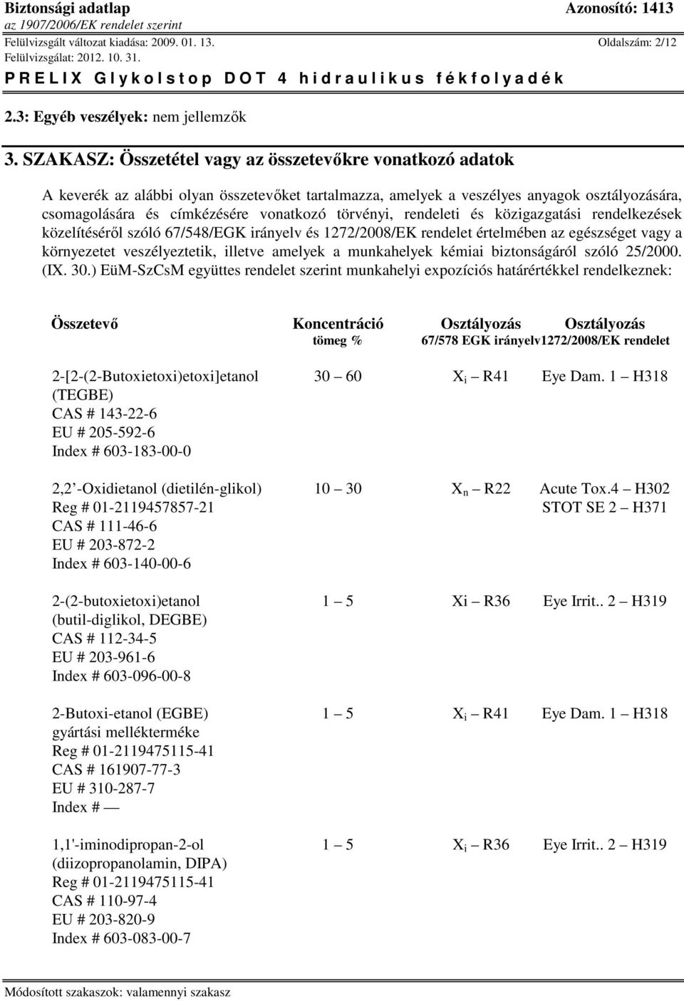 törvényi, rendeleti és közigazgatási rendelkezések közelítéséről szóló 67/548/EGK irányelv és 1272/2008/EK rendelet értelmében az egészséget vagy a környezetet veszélyeztetik, illetve amelyek a