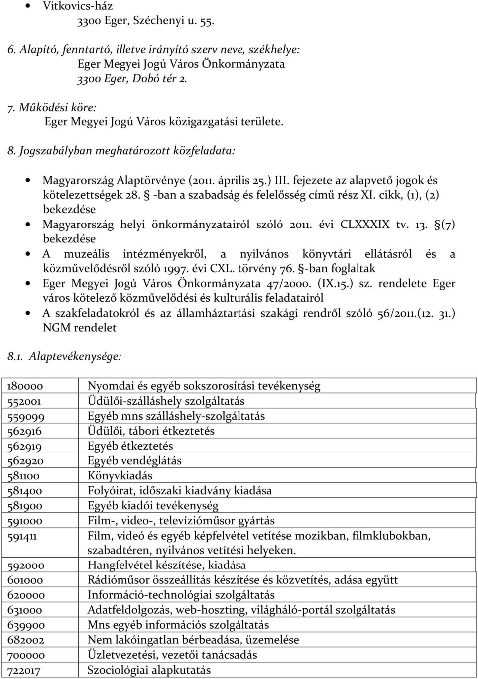 fejezete az alapvető jogok és kötelezettségek 28. -ban a szabadság és felelősség című rész XI. cikk, (1), (2) bekezdése Magyarország helyi önkormányzatairól szóló 2011. évi CLXXXIX tv. 13.