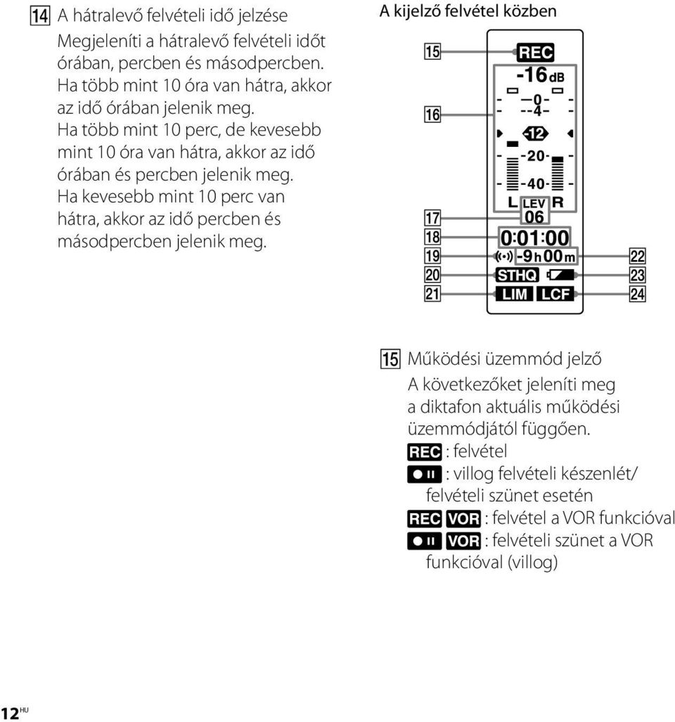 Ha több mint 10 perc, de kevesebb mint 10 óra van hátra, akkor az idő órában és percben jelenik meg.