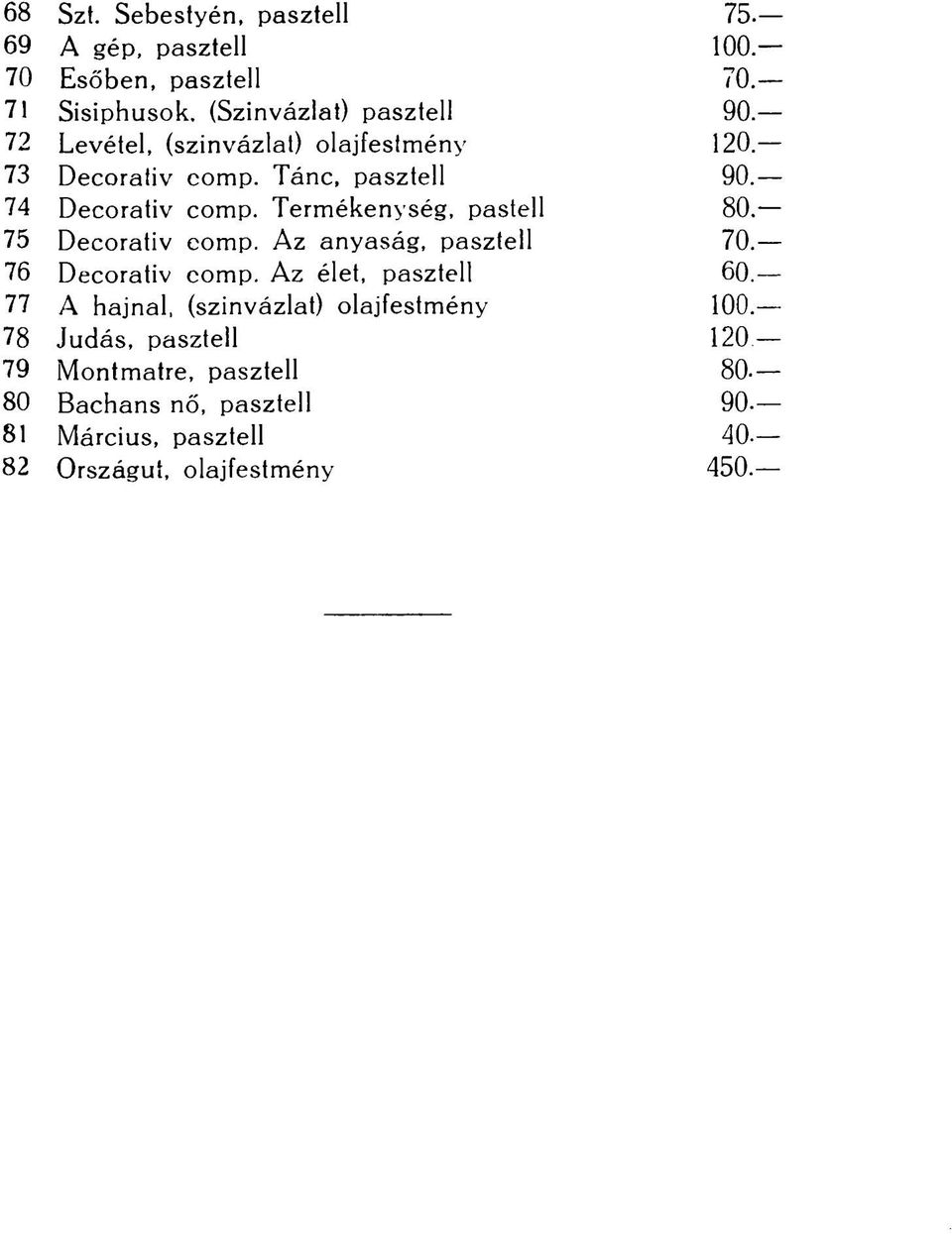 Termékenység, pastell 80-75 Decorativ comp. Az anyaság, pasztell 70.- 76 Decorativ comp. Az élet, pasztell 60.