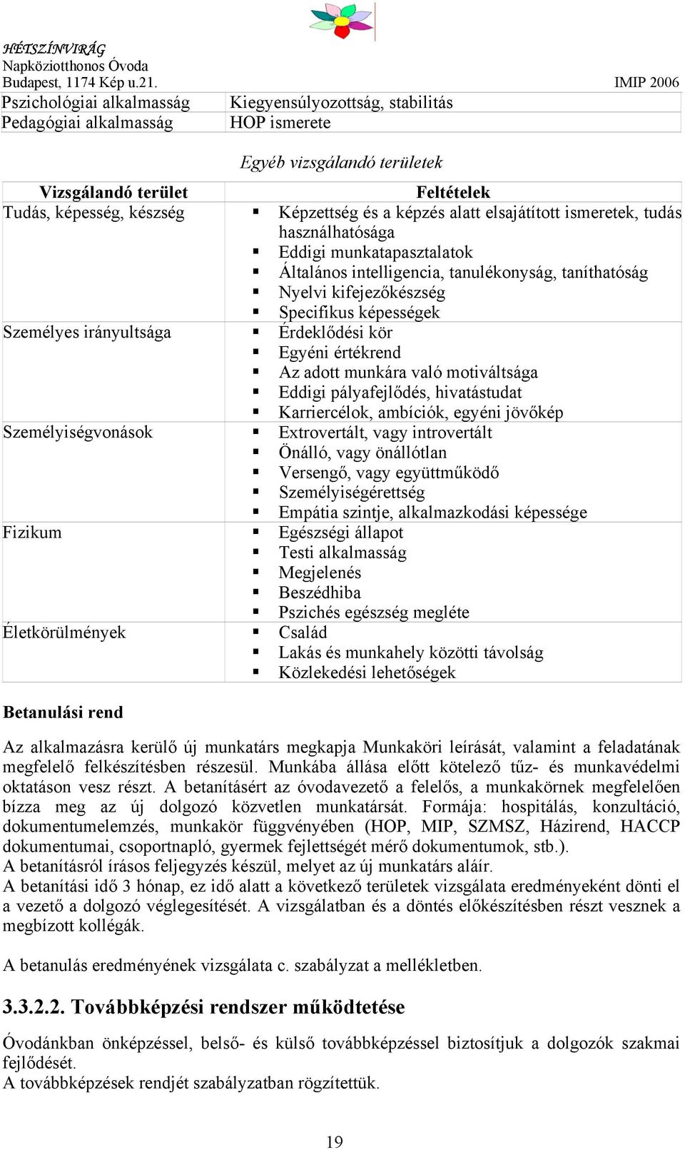 irányultsága Érdeklődési kör Egyéni értékrend Az adott munkára való motiváltsága Eddigi pályafejlődés, hivatástudat Karriercélok, ambíciók, egyéni jövőkép Személyiségvonások Extrovertált, vagy