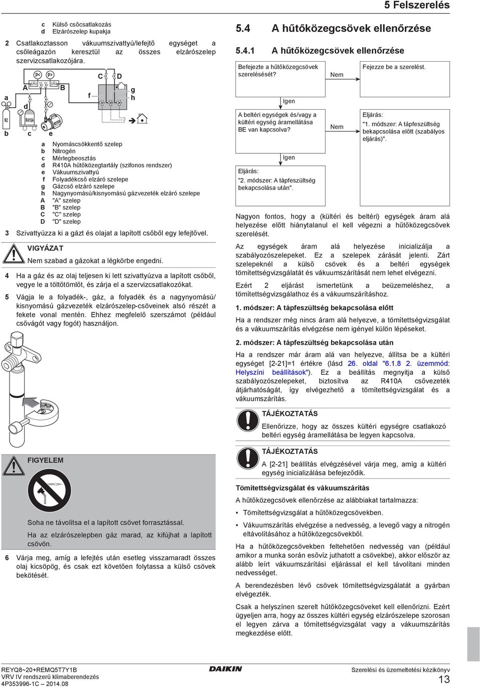 gázvzték lzáró szlp "A" szlp "B" szlp "C" szlp "D" szlp 3 Szivttyúzz ki gázt és oljt lpított sőől gy lfjtővl. VIGYÁZAT Nm sz gázokt légkör ngni.