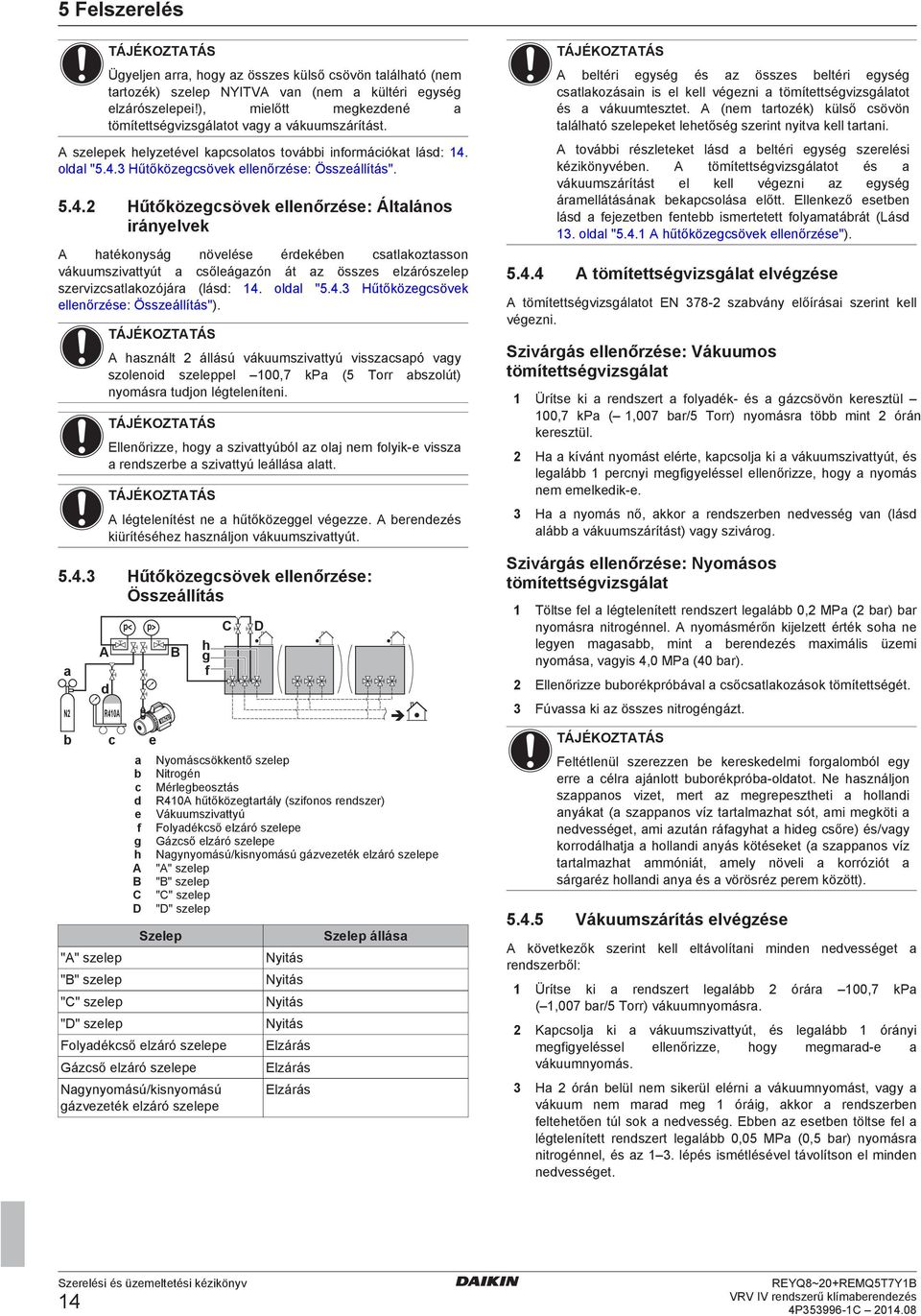 oll "5.4.3 Hűtőközgsövk llnőrzés: Összállítás". 5.4.2 Hűtőközgsövk llnőrzés: Áltlános iránylvk A htékonyság növlés érkén stlkoztsson vákuumszivttyút sőlágzón át z összs lzárószlp szrvizstlkozójár (lás: 14.