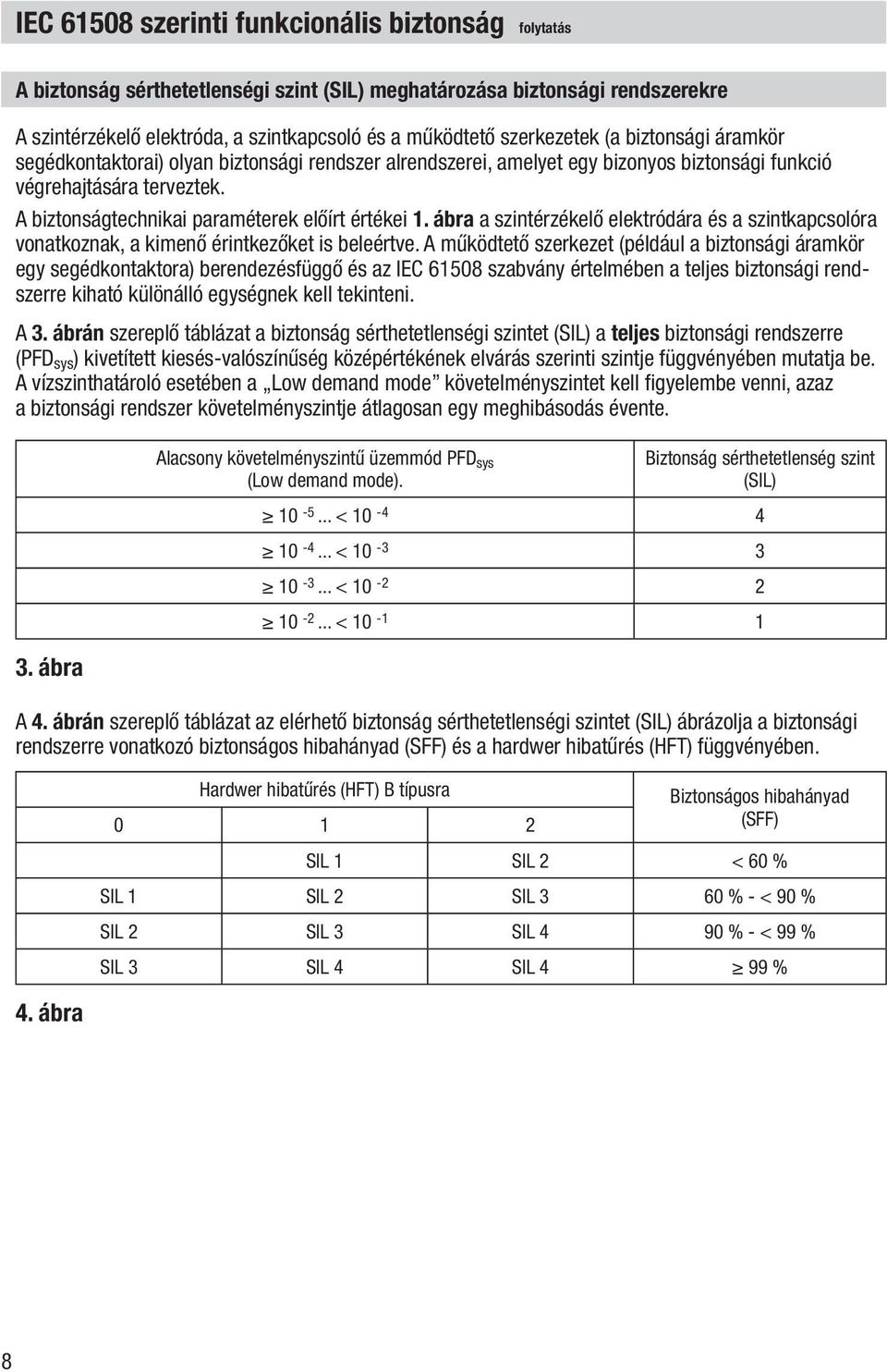 A biztonságtechnikai paraméterek előírt értékei 1. ábra a szintérzékelő elektródára és a szintkapcsolóra vonatkoznak, a kimenő érintkezőket is beleértve.