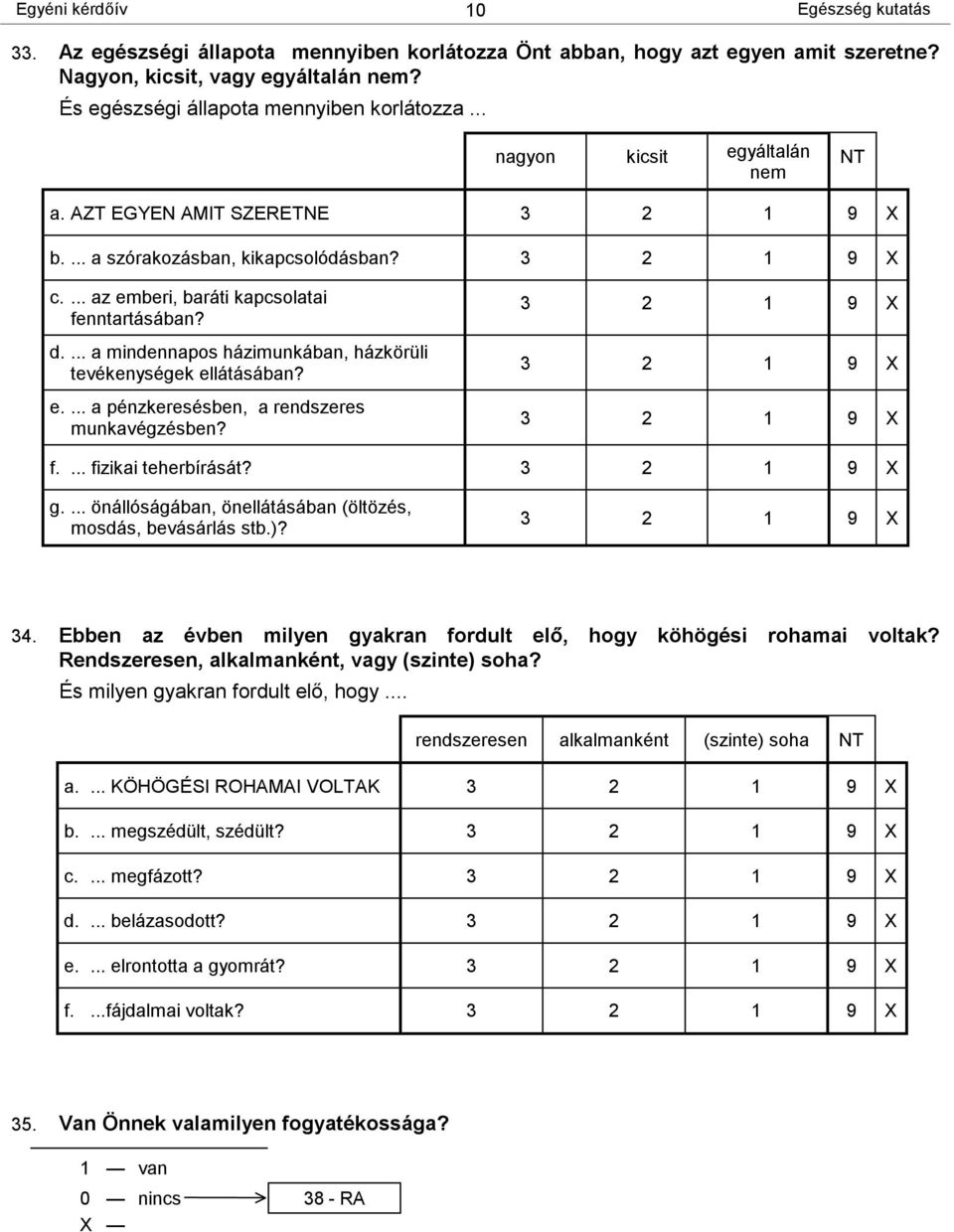 ... az emberi, baráti kapcsolatai fenntartásában? d.... a mindennapos házimunkában, házkörüli tevékenységek ellátásában? e.... a pénzkeresésben, a rendszeres munkavégzésben?