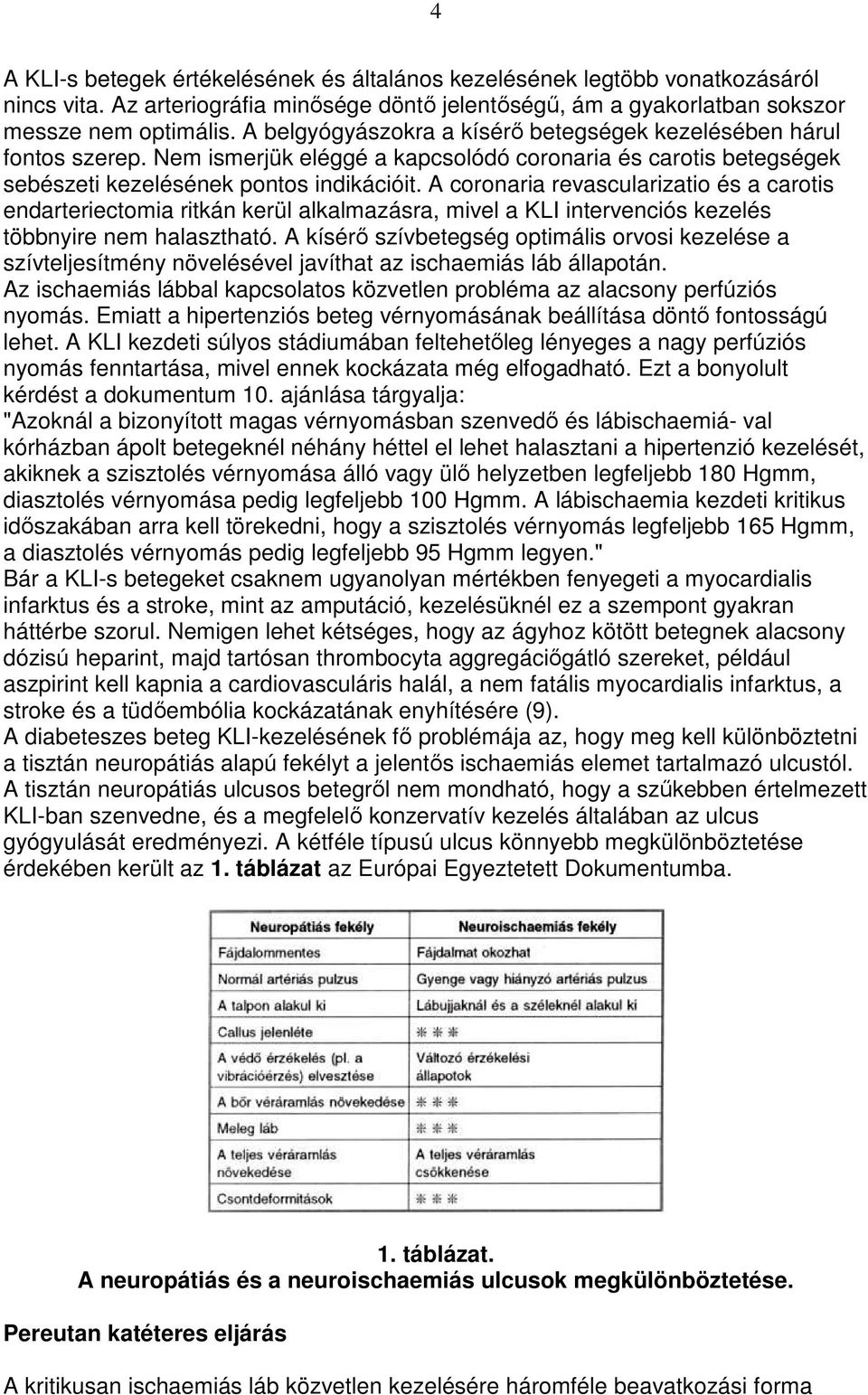 A coronaria revascularizatio és a carotis endarteriectomia ritkán kerül alkalmazásra, mivel a KLI intervenciós kezelés többnyire nem halasztható.