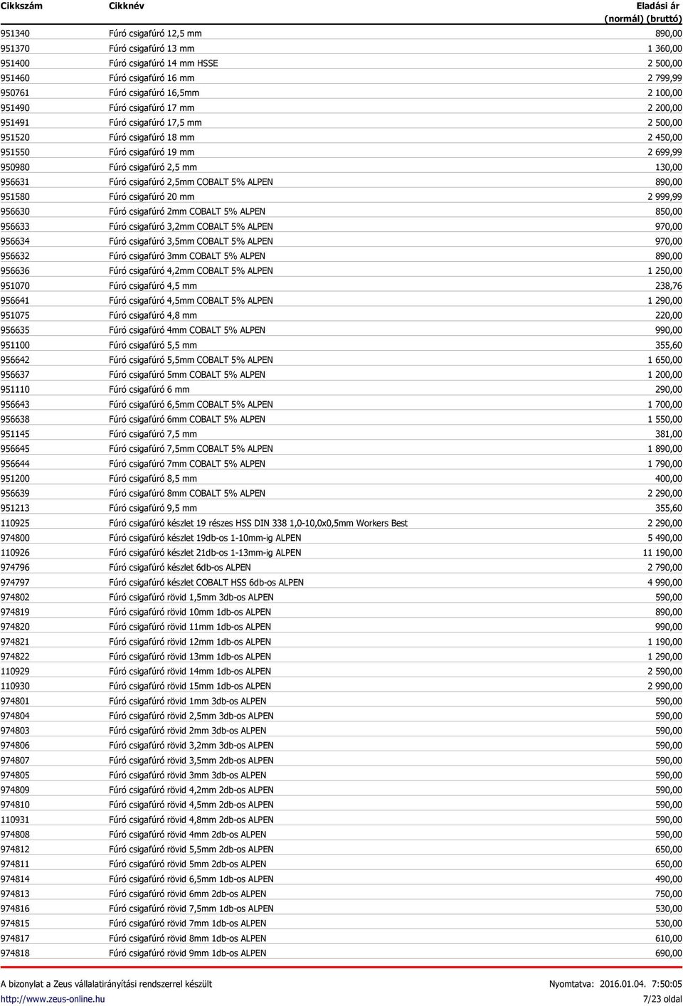 974811 974814 974813 974816 974815 974817 974818 Fúró csigafúró 12,5 mm Fúró csigafúró 13 mm Fúró csigafúró 14 mm HSSE Fúró csigafúró 16 mm Fúró csigafúró 16,5mm Fúró csigafúró 17 mm Fúró csigafúró