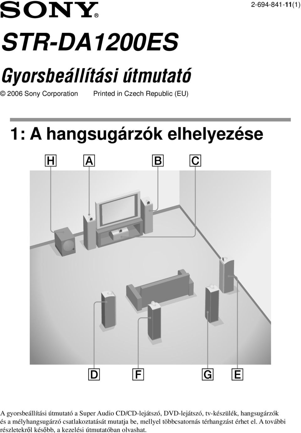 CD/CD-lejátszó, DVD-lejátszó, tv-készülék, hangsugárzók és a mélyhangsugárzó csatlakoztatását