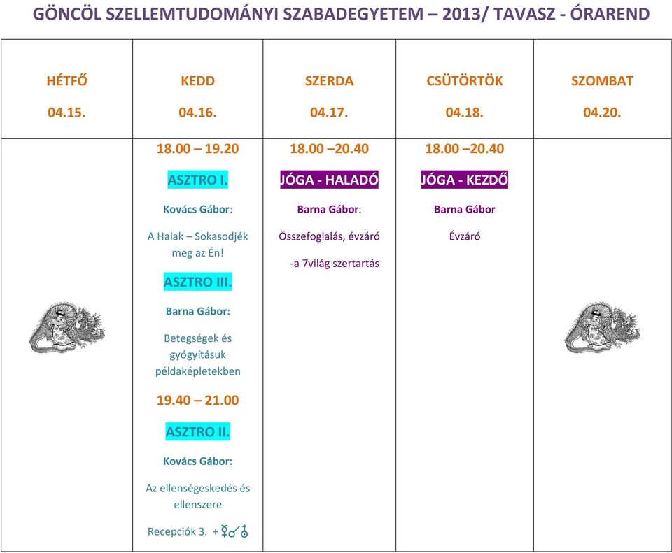 Összefoglalás, évzáró -a 7világ szertartás Évzáró