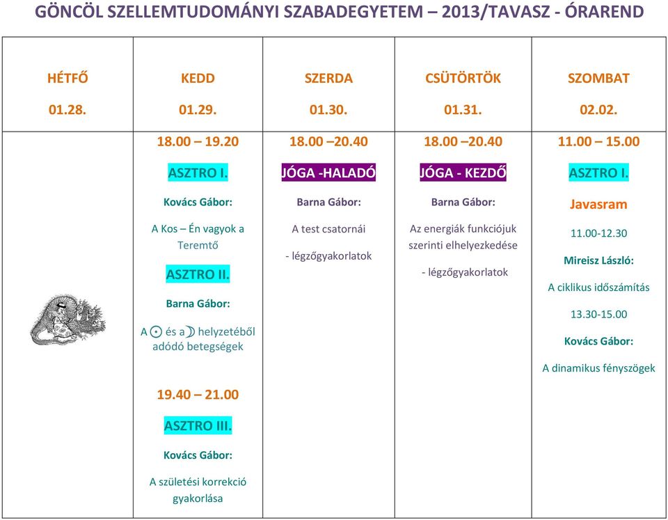 00 JÓGA -HALADÓ Javasram A Kos Én vagyok a Teremtő A A és ab helyzetéből adódó betegségek A test