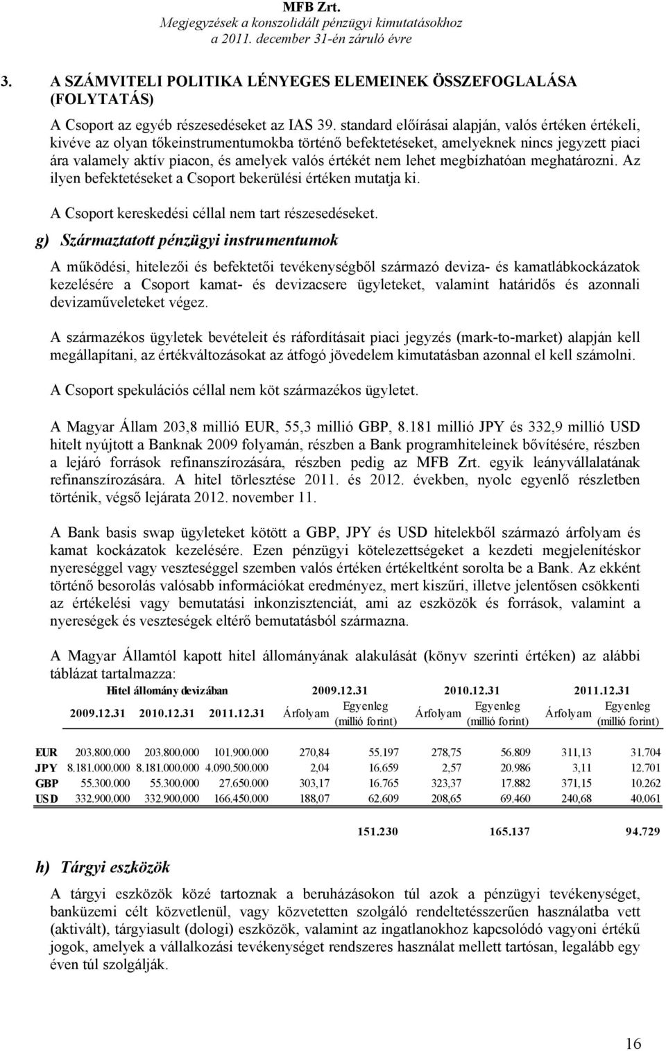 nem lehet megbízhatóan meghatározni. Az ilyen befektetéseket a Csoport bekerülési értéken mutatja ki. A Csoport kereskedési céllal nem tart részesedéseket.