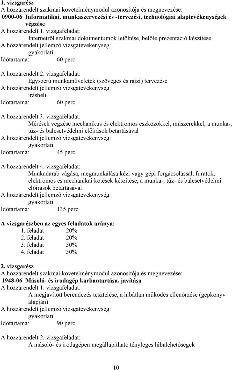 vizsgafeladat: Egyszerű munkaműveletek (szöveges és rajzi) tervezése írásbeli Időtartama: 60 perc A hozzárendelt 3.