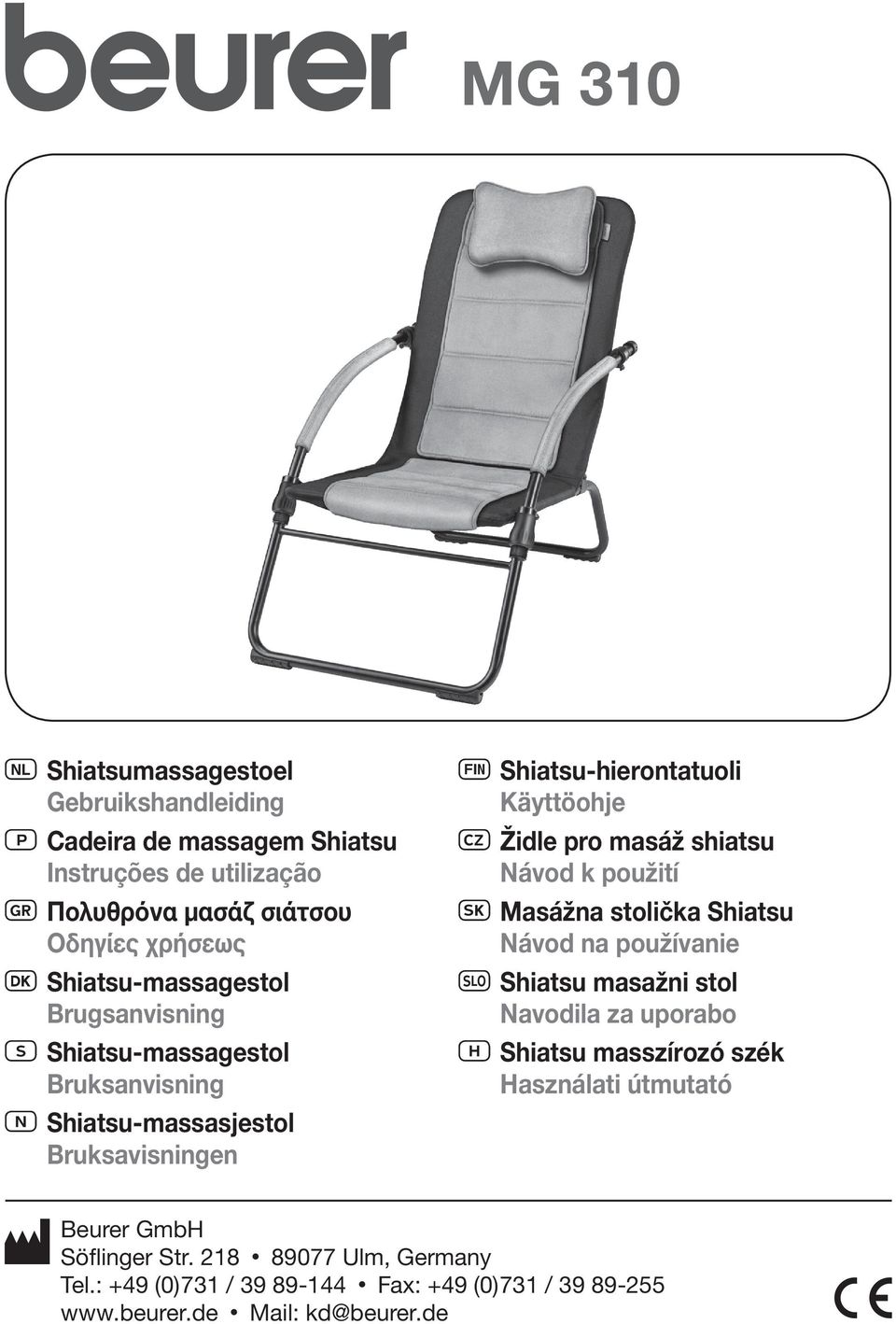 Židle pro masáž shiatsu Návod k použití u Masážna stolička Shiatsu Návod na používanie n Shiatsu masažni stol Navodila za uporabo H Shiatsu masszírozó