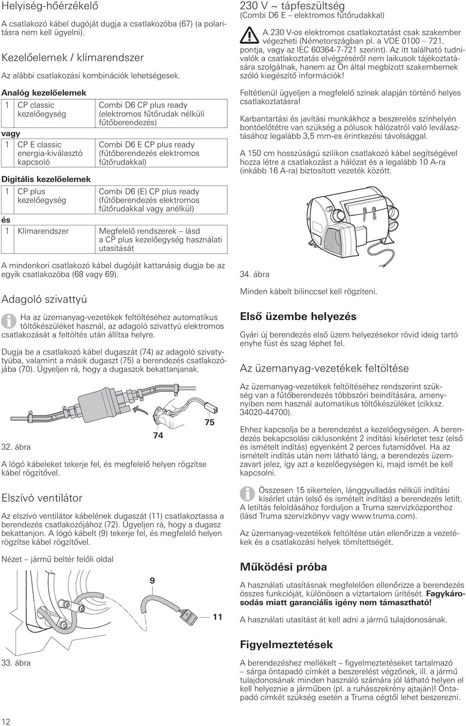 fűtőberendezés) Combi D6 E CP plus ready (fűtőberendezés elektromos fűtőrudakkal) Combi D6 (E) CP plus ready (fűtőberendezés elektromos fűtőrudakkal vagy anélkül) és 1 Klímarendszer Megfelelő