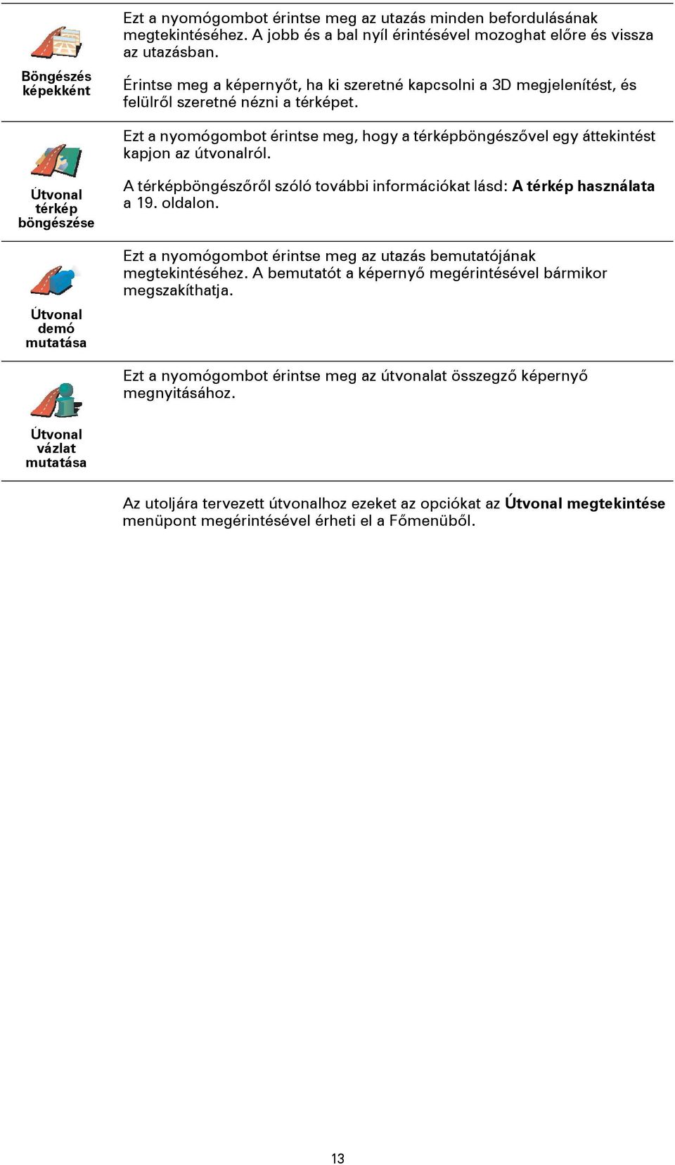 Ezt a nyomógombot érintse meg, hogy a térképböngészővel egy áttekintést kapjon az útvonalról.