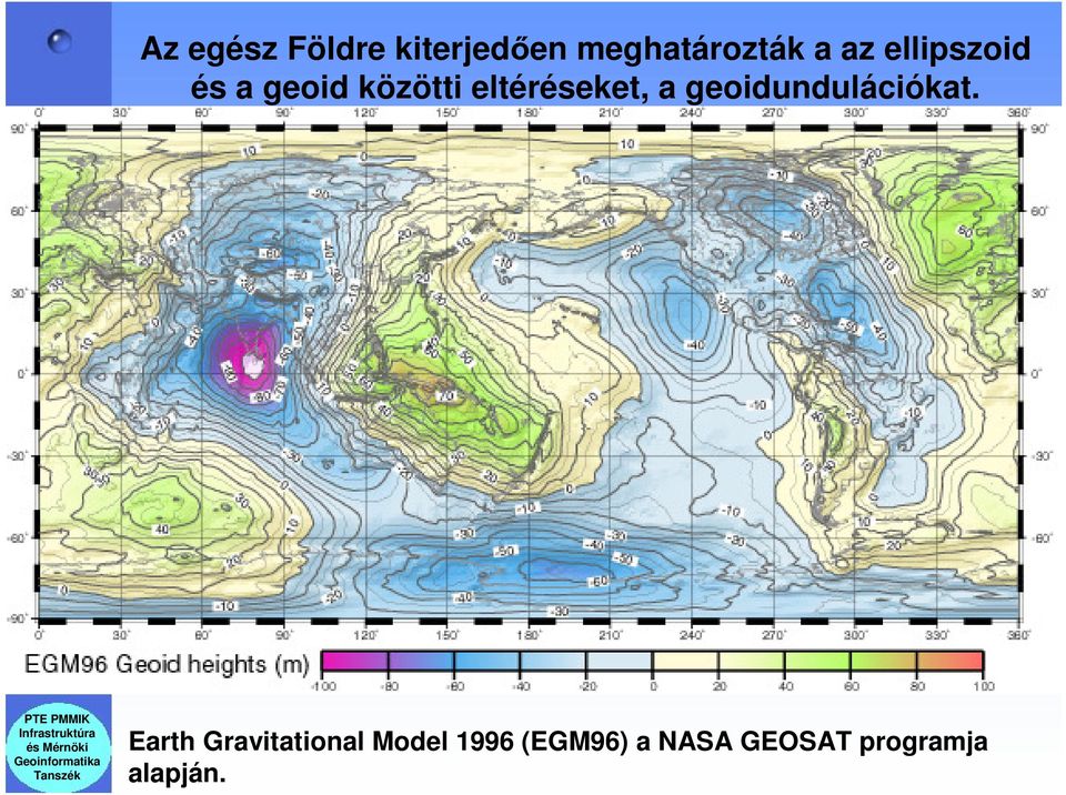 a geoidundulációkat.