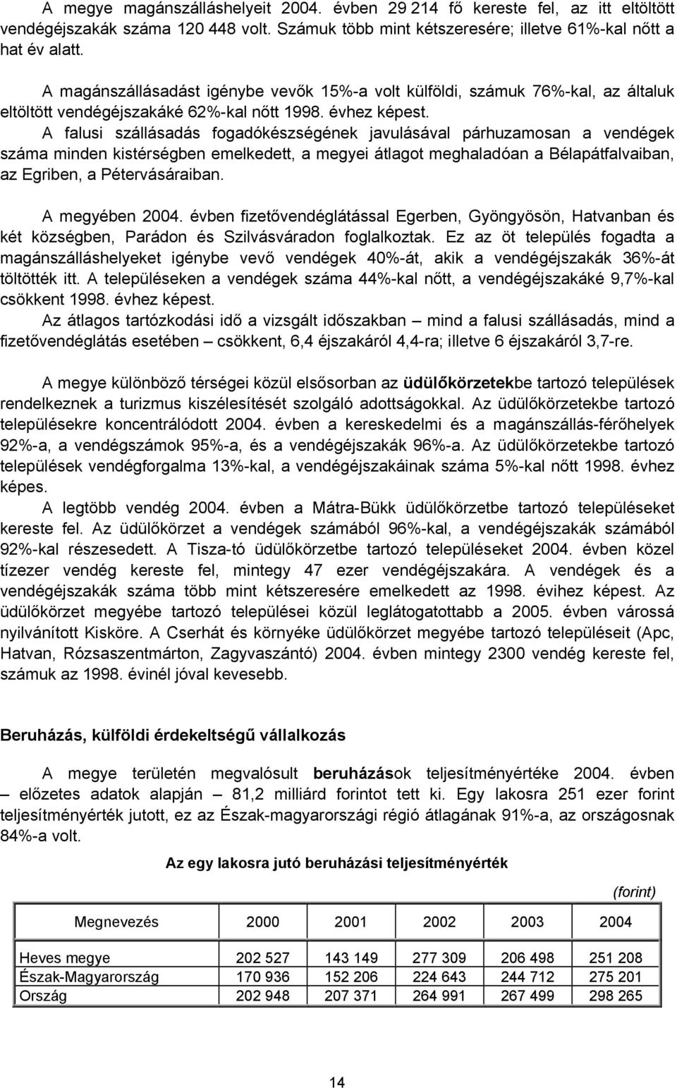 A falusi szállásadás fogadókészségének javulásával párhuzamosan a vendégek száma minden kistérségben emelkedett, a megyei átlagot meghaladóan a Bélapátfalvaiban, az Egriben, a Pétervásáraiban.