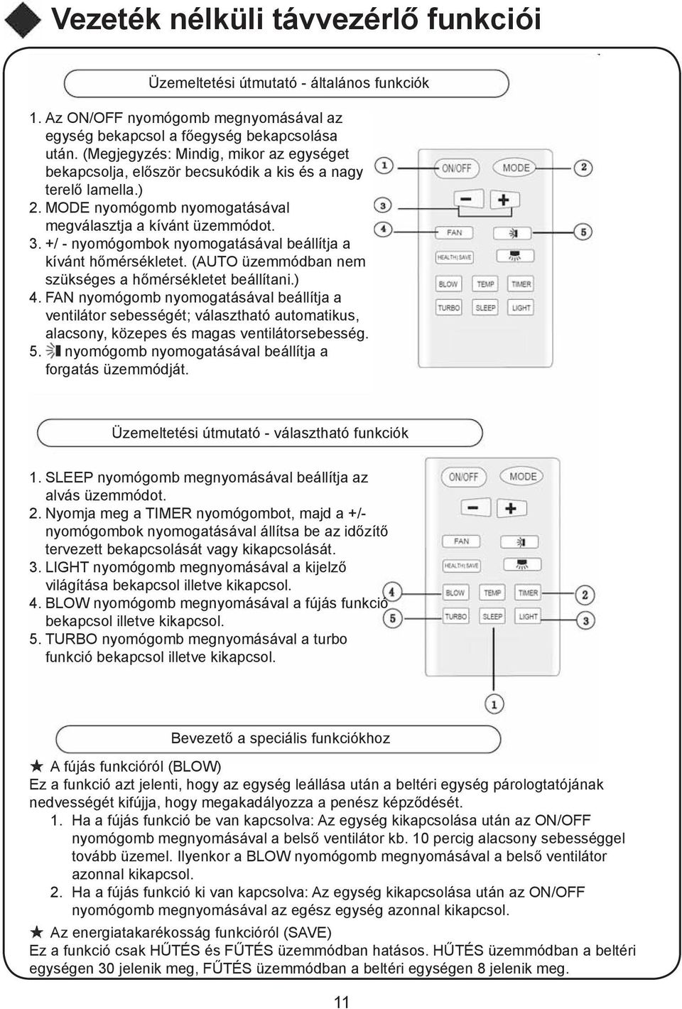 +/ - nyomógombok nyomogatásával beállítja a kívánt hőmérsékletet. (AUTO üzemmódban nem szükséges a hőmérsékletet beállítani.) 4.