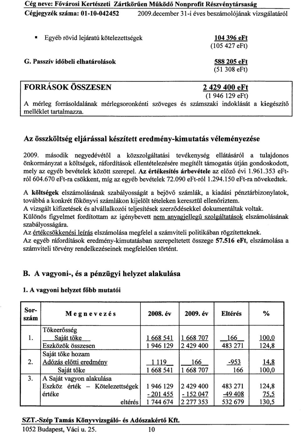 Passziv id6beli elhat6rok[sok 104 396 eft (105 427 eft) 588 205 eft (51 308 eft) FORRASOK OSSZESEN 2 4294OO EFt (r 946129 eft) A m6rleg fon6soldal6nak m6rlegsoronk6nti szdveges 6s sz6mszaki