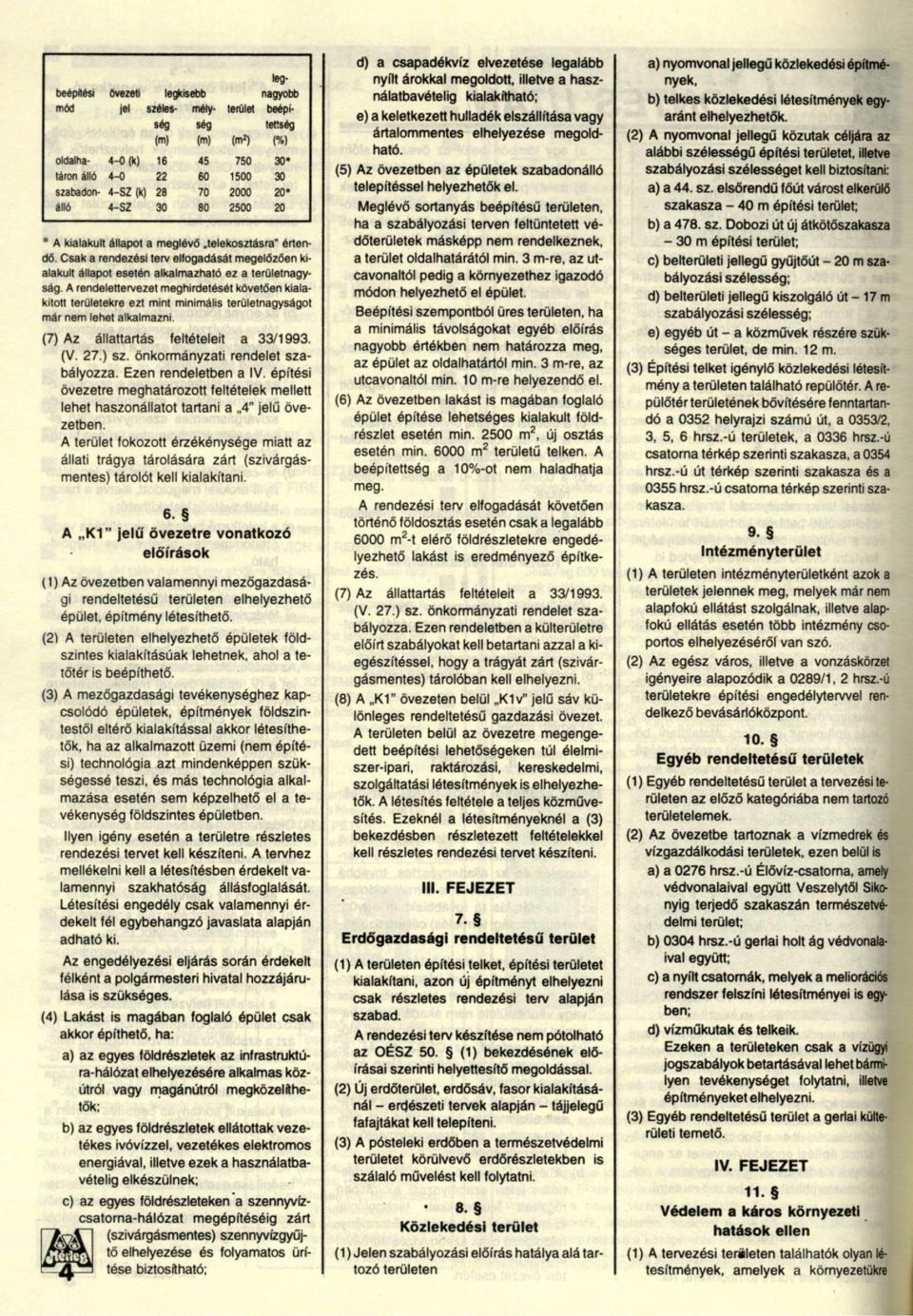 Csak a rendezési terv elfogadását megelőzően kialakult állapot esetén alkalmazható ez a területnagyság A rendelettervezet meghirdetését követően kialakított területekre ezt mint minimális