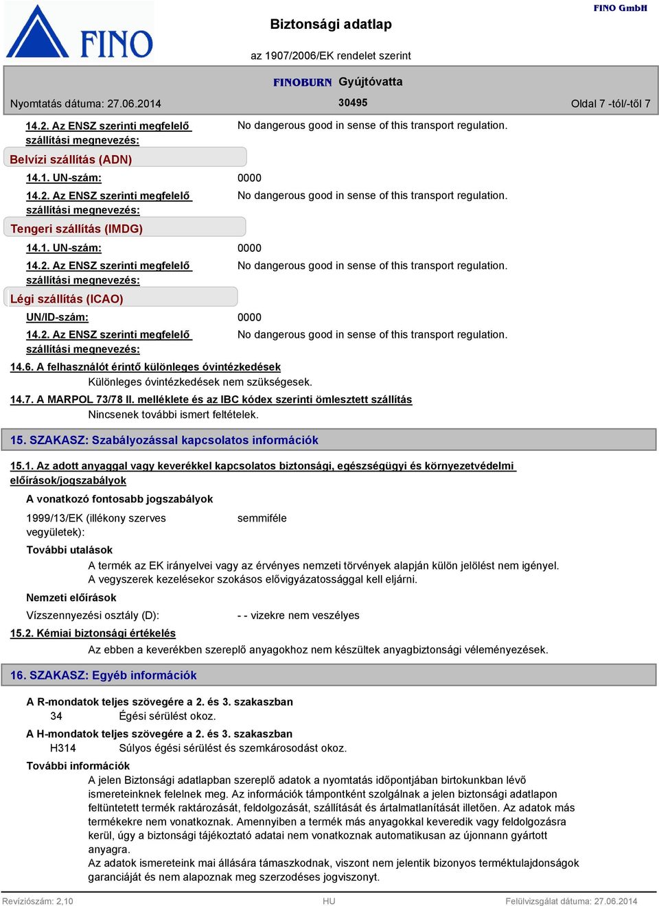 SZAKASZ: Szabályozással kapcsolatos információk 15