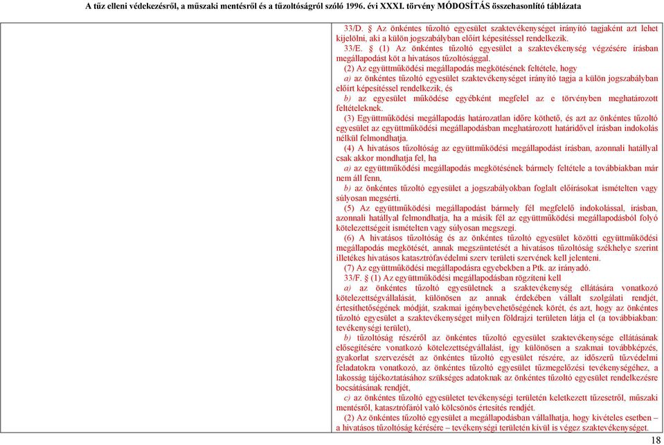 (2) Az együttműködési megállapodás megkötésének feltétele, hogy a) az önkéntes tűzoltó egyesület szaktevékenységet irányító tagja a külön jogszabályban előírt képesítéssel rendelkezik, és b) az