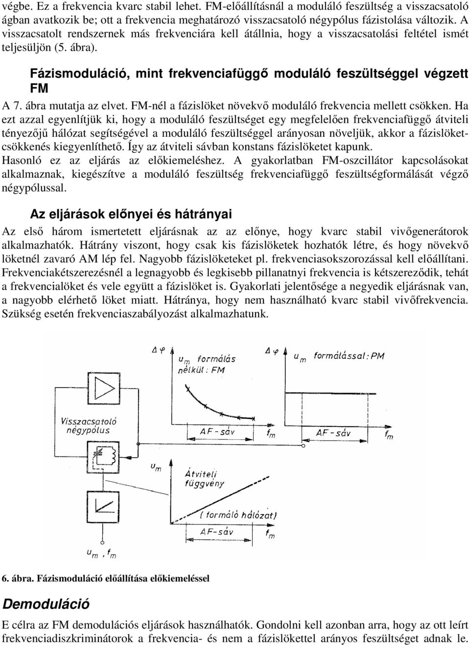 ábra mutatja az elvet. FM-nél a fázislöket növekvő moduláló frekvencia mellett csökken.