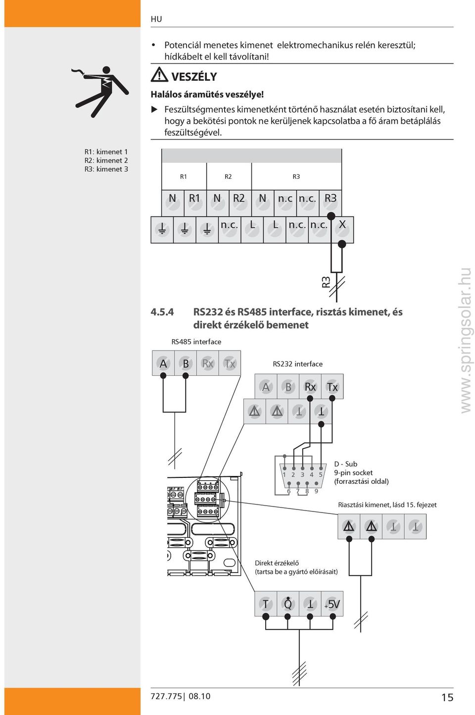 : kimenet 1 : kimenet 2 R3: kimenet 3 R3 N N N n.c R3 X R3 4.5.