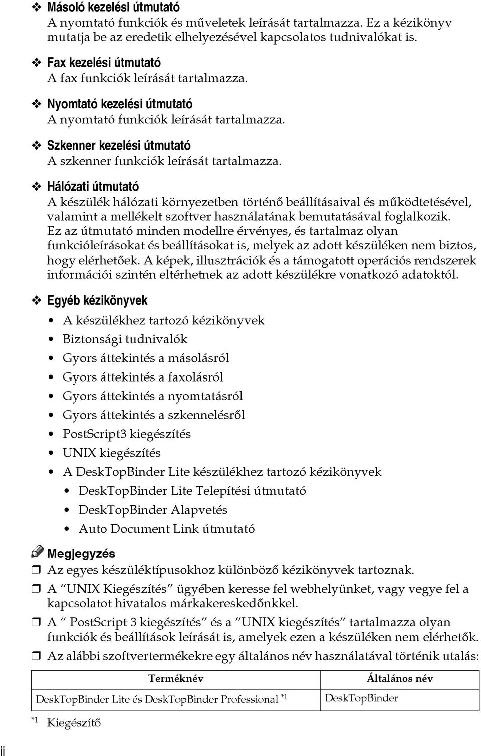 Hálózati útmutató A készülék hálózati környezetben történõ beállításaival és mûködtetésével, valamint a mellékelt szoftver használatának bemutatásával foglalkozik.