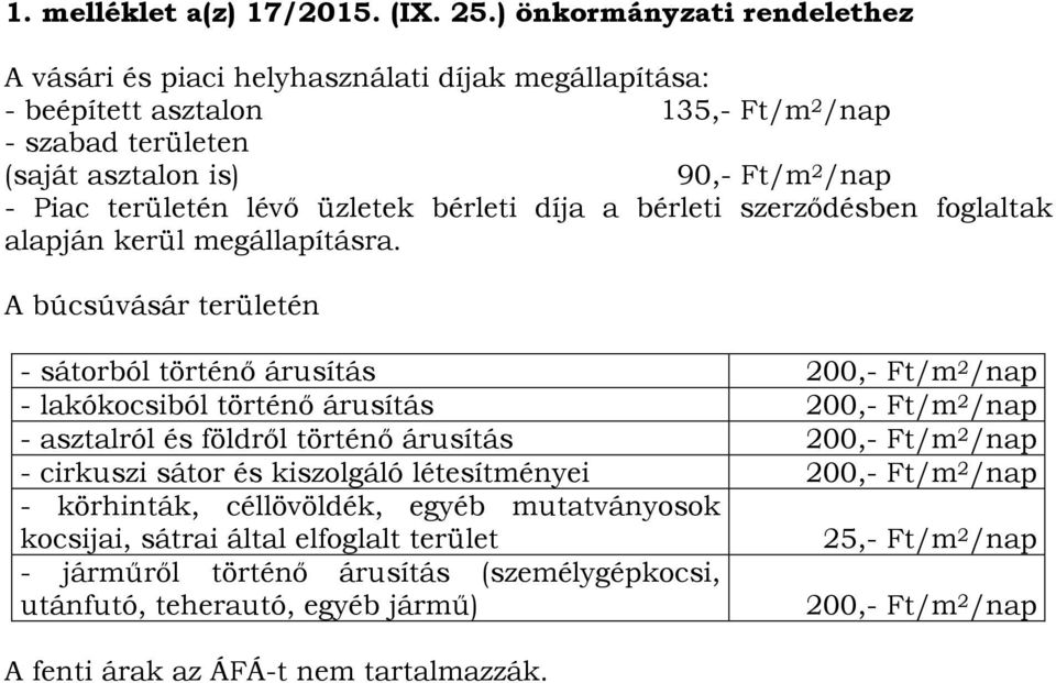 üzletek bérleti díja a bérleti szerződésben foglaltak alapján kerül megállapításra.