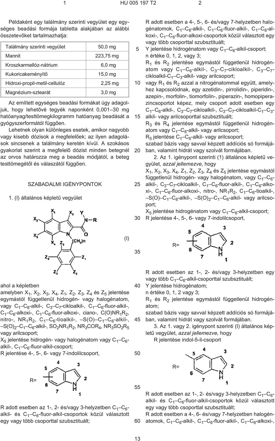 hatóanyag/testtömegkilogramm hatóanyag beadását a gyógyszerformától függõen.