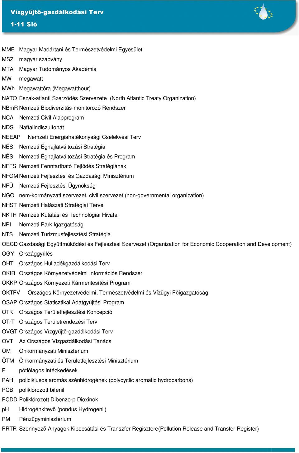 Éghajlatváltozási Stratégia NÉS Nemzeti Éghajlatváltozási Stratégia és Program NFFS Nemzeti Fenntartható Fejlődés Stratégiának NFGM Nemzeti Fejlesztési és Gazdasági Minisztérium NFÜ Nemzeti