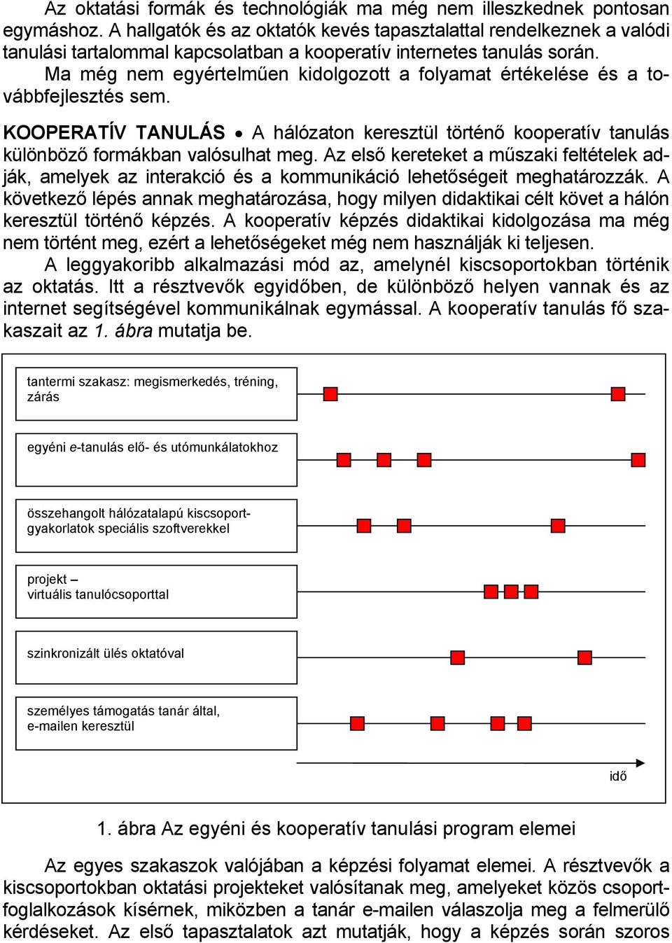 Ma még nem egyértelműen kidolgozott a folyamat értékelése és a továbbfejlesztés sem. KOOPERATÍV TANULÁS A hálózaton keresztül történő kooperatív tanulás különböző formákban valósulhat meg.