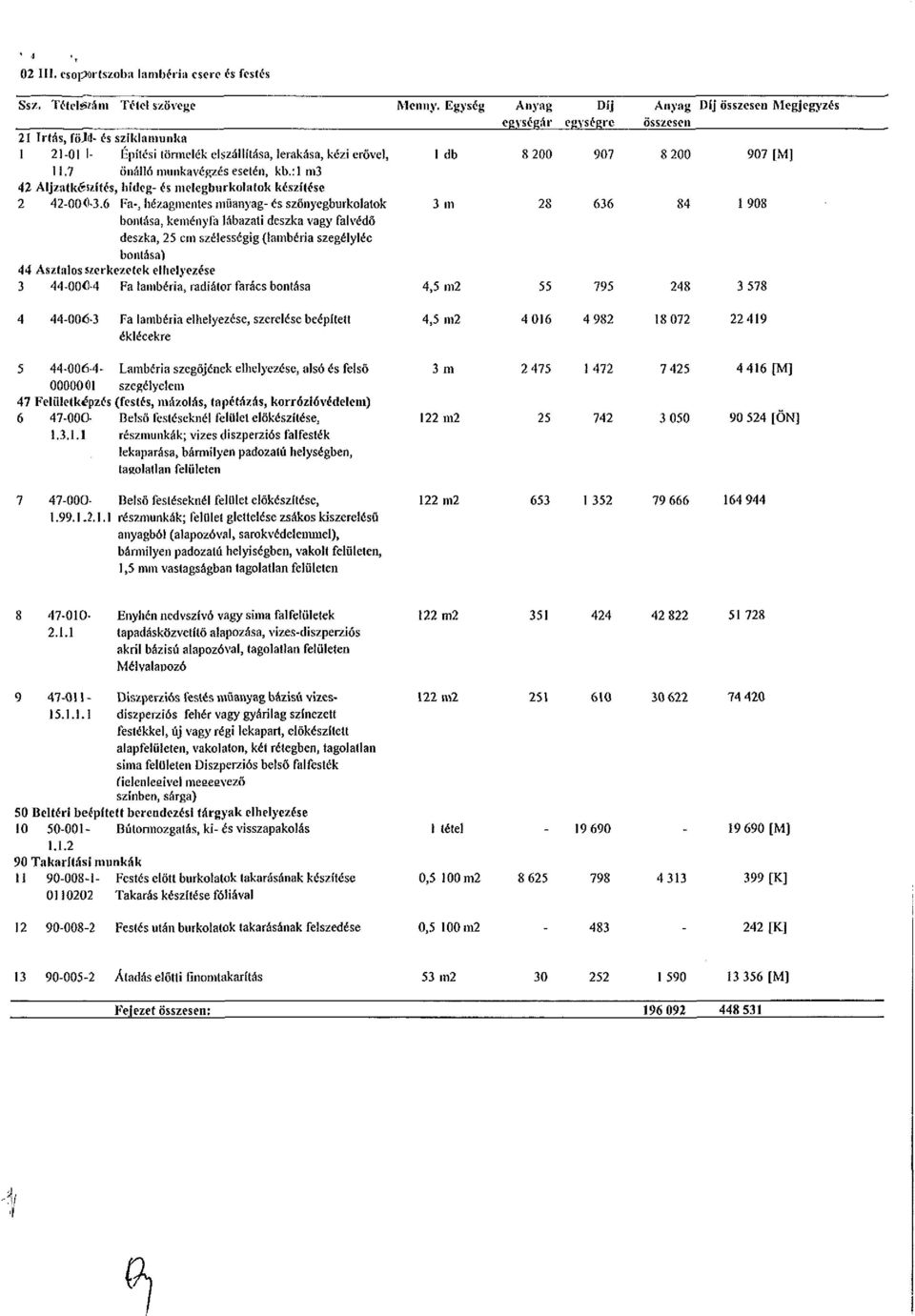 11.7 önálló munkavégzés esetén, kb.:im3 42 Aljzat készítés, hideg- és melegburkolatok készítése 2 42-000-3.