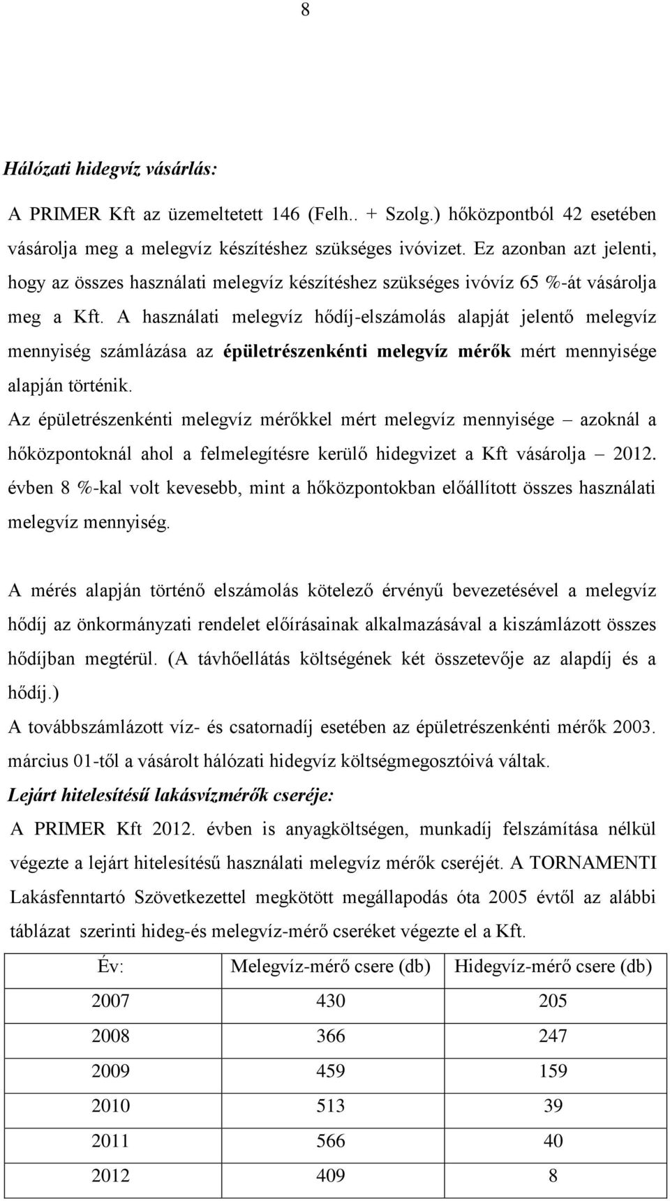 A használati melegvíz hődíj-elszámolás alapját jelentő melegvíz mennyiség számlázása az épületrészenkénti melegvíz mérők mért mennyisége alapján történik.